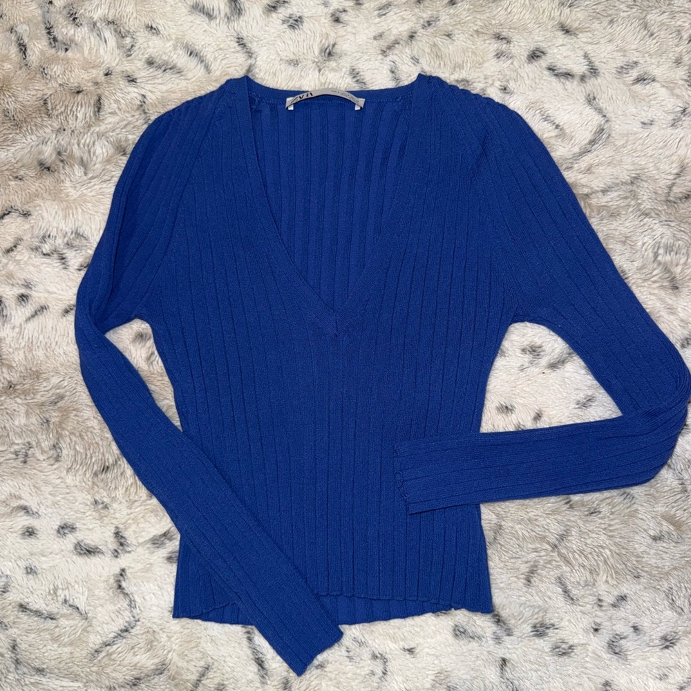 Zara Royal Blue V-Neck Sweater